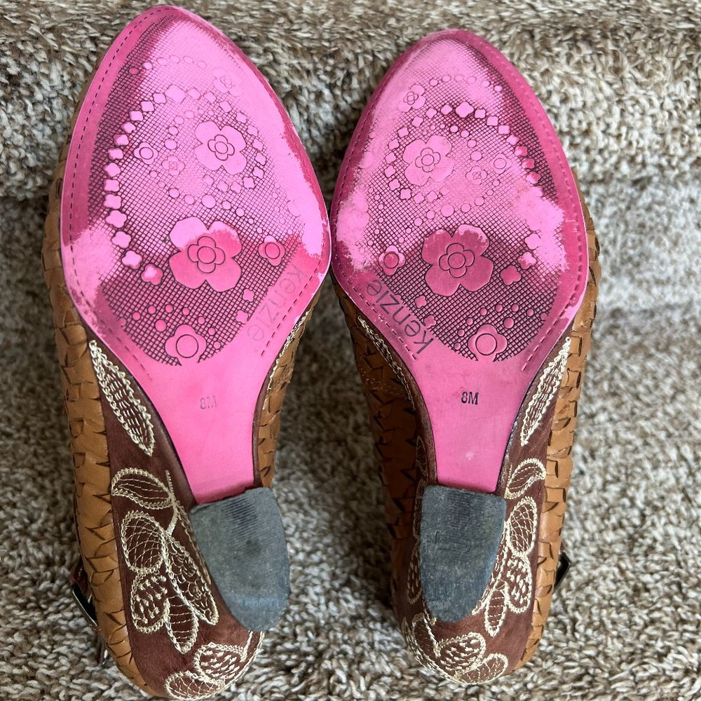 Kenzie Women's Wishbone Woven Leather Tan Shoes. - Picture 11 of 13